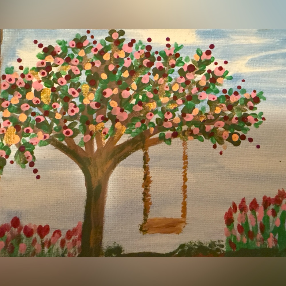 Colorful Tree Swing Canvas Art